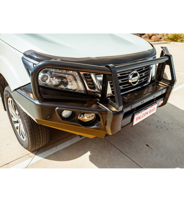 Navara NP300 2015-2020 707-02 Falcon Bull Bar Black A-Frame Package (LED Foglight) - SKU MCC-03013-702FOGUP